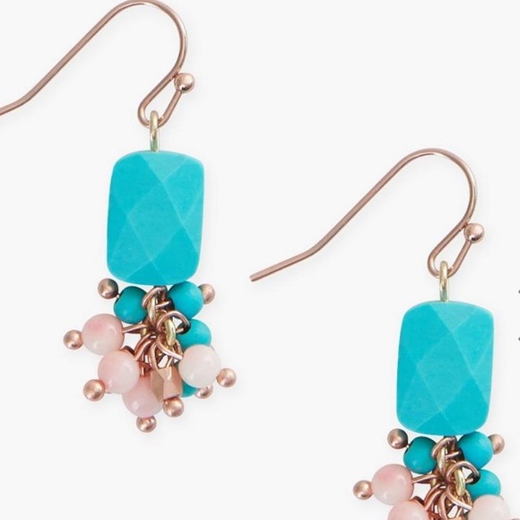 LUCKY BRAND TURQUOISE BEAD DROP EARRINGS NEW - Picture 9 of 9